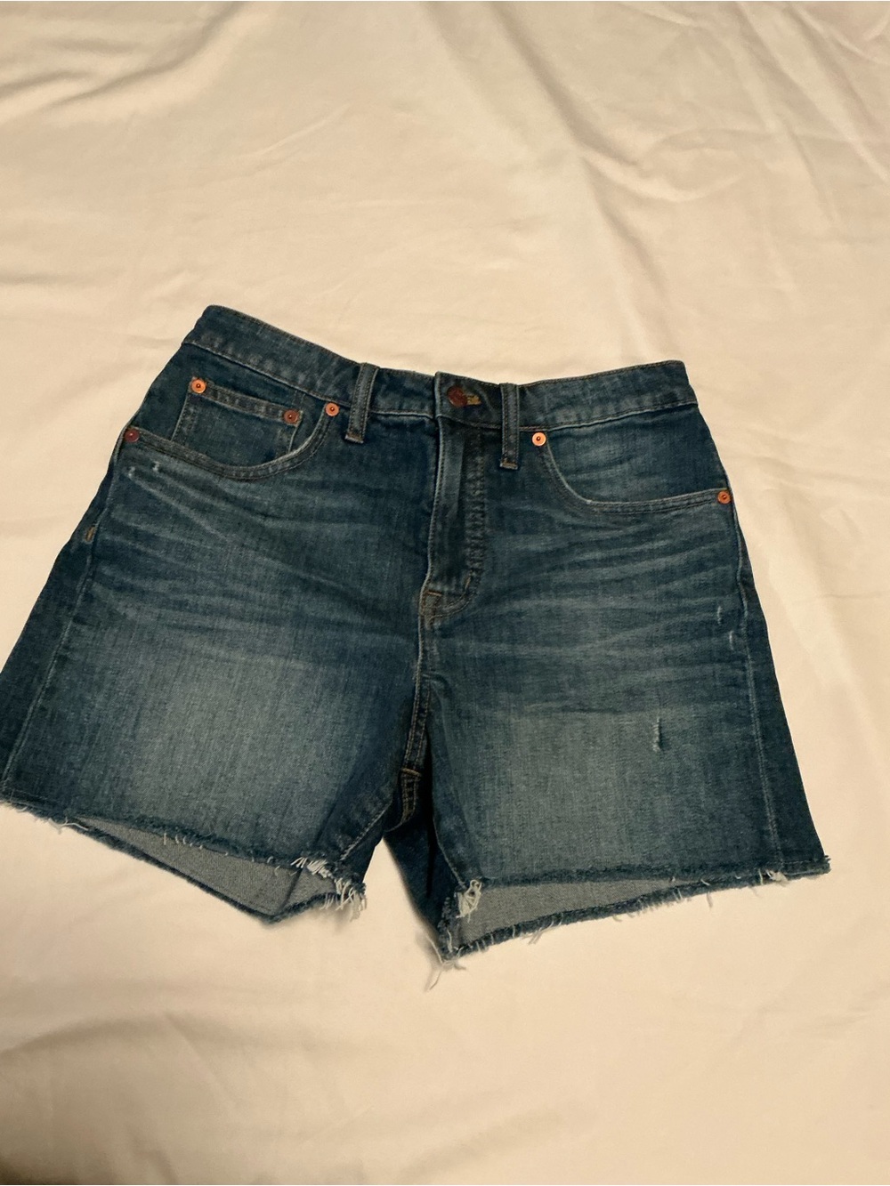 Madewell women’s  Indigo Blue Raw-Hem Denim Shorts size 27